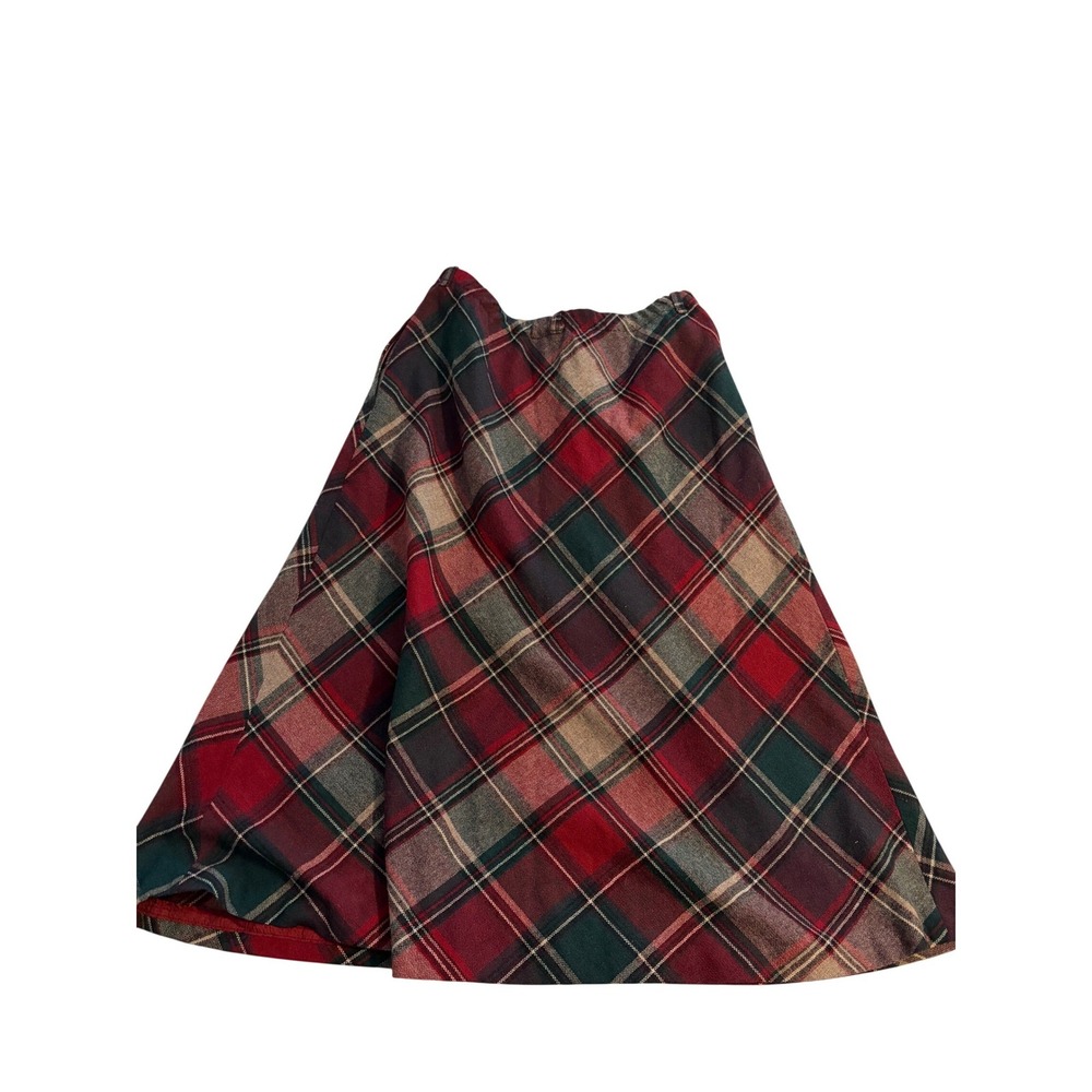 Plaid A-Line Midi Skirt in Red and Green